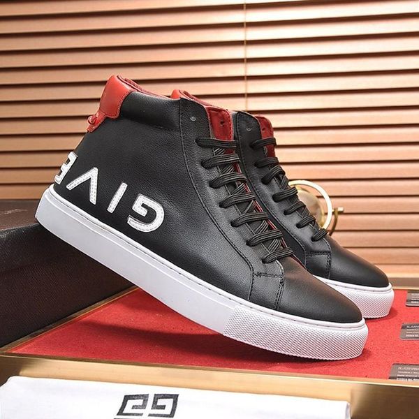 

drop ship high reverse sneakers in leather mens boots fashion classic lace -up vintage sports men shoes calzado deportivo para hombre, Black