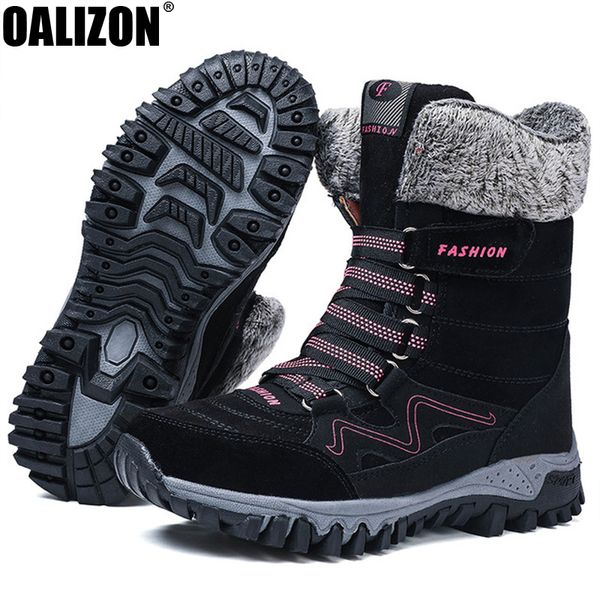 

winter women's warmth short plush fur lace up bottine booties female botas lady flat high warm thick cotton boots shoes r599, Black