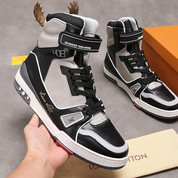 

fashion mens shoes trainer sneaker mid -bottes hommes luxury ankle martin boots fashion chaussures pour hommes vintage with origin box, Black