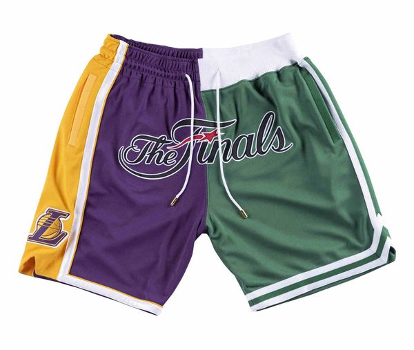 

2008 финалы лос-анджелес лейкерс men бостон celtics город сплит шорты just дон карманные брюки red white s-3xl, Black;red