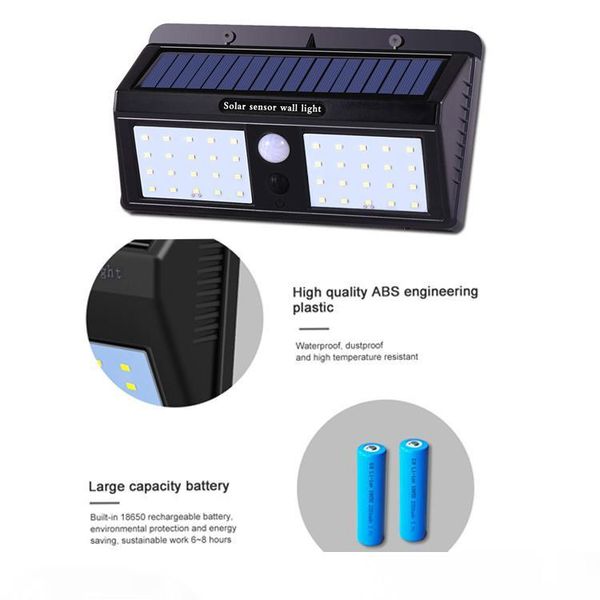 

Outdoor Waterproof Led Solar Wall Lighting Lamp with Movement Sensor for Outside Street Porch Garden Veranda Home