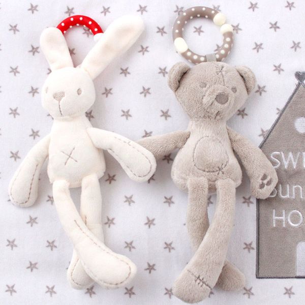 

Baby Crib Bite-able Sleeping Bed Bell Soothing Rabbit Bunny Bear Soft Plush Doll Hanging Ring Color Random Wholesale, Multicolor
