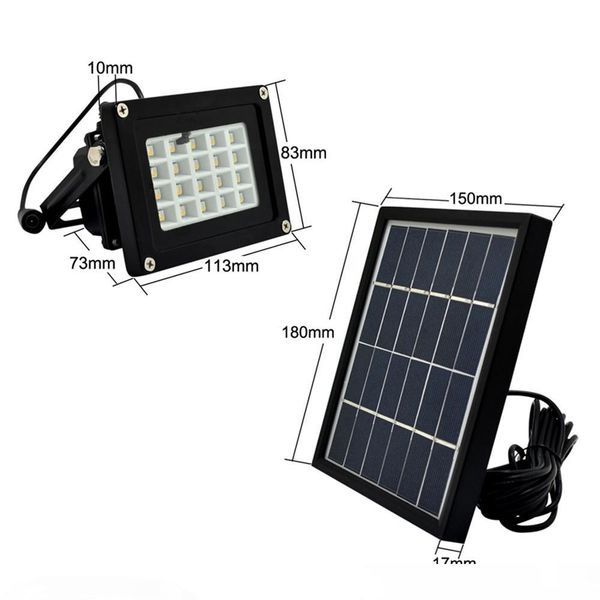 

10pcs remote control 20leds rgbw smd5050 6v 3w solar led floodlight lamp outdoor garden square spotlight