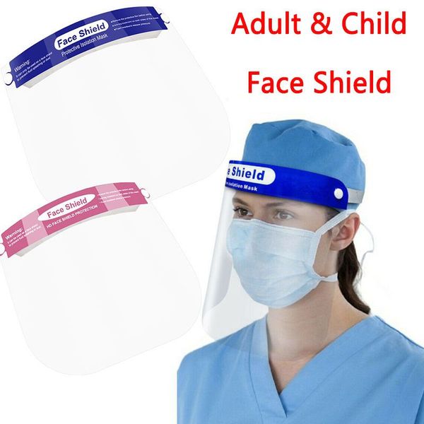

UPS Ship Clear PET Полная защита Защитная маска для лица Дети Безопасность Обложка экрана маска для взрослых защиты детей Hat Mouth глаз Изоляция щит