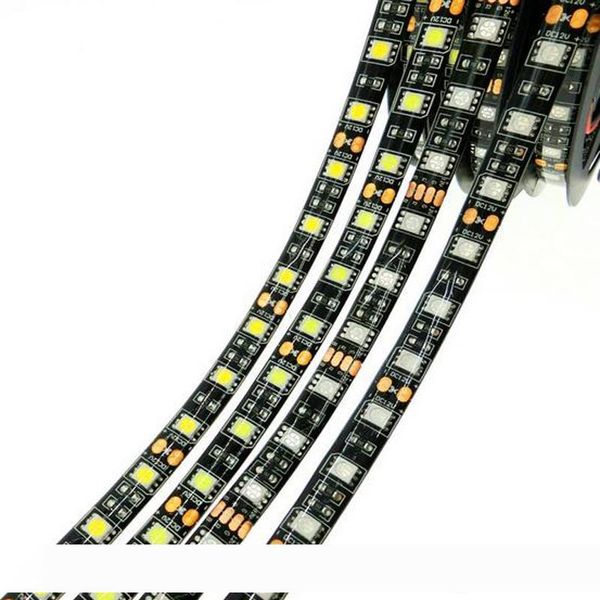 

черный pcb прокладки сид 5050 rgb ip65 водонепроницаемый dc12v 300led 5м гибкие светодиодные полосы огни 100м много бесплатная доставка dhl