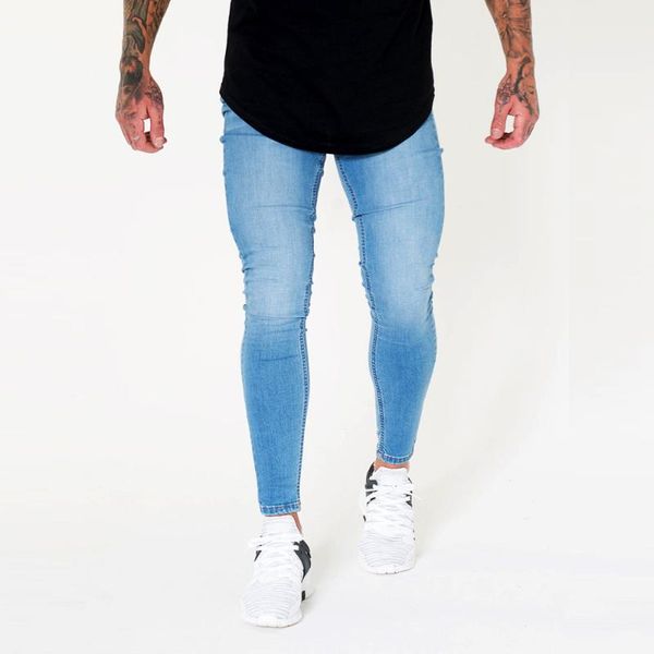 

men's jeans 2021 had the european grand prix foreign trade explosion slim solid color trousers wish men cattle, Blue