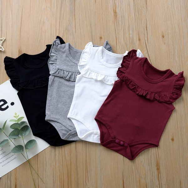 

newborn kids baby girl boy clothes cotton 2020 sleeveless summer baby girl romper casual sunsuit ruffle jumpsuit cotton outfits, Blue