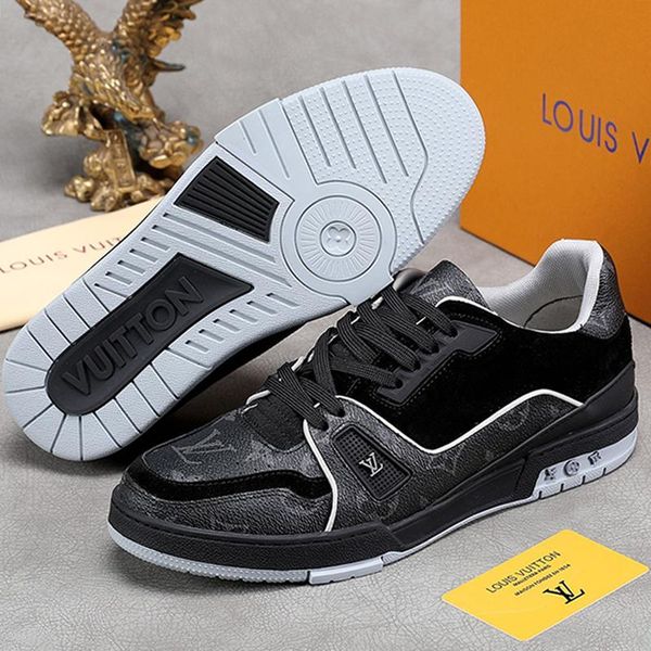 

new arrival trainer sneaker men 's shoes fashion sneakers with origin box autumn and winter breathable luxury lace -up men, Black