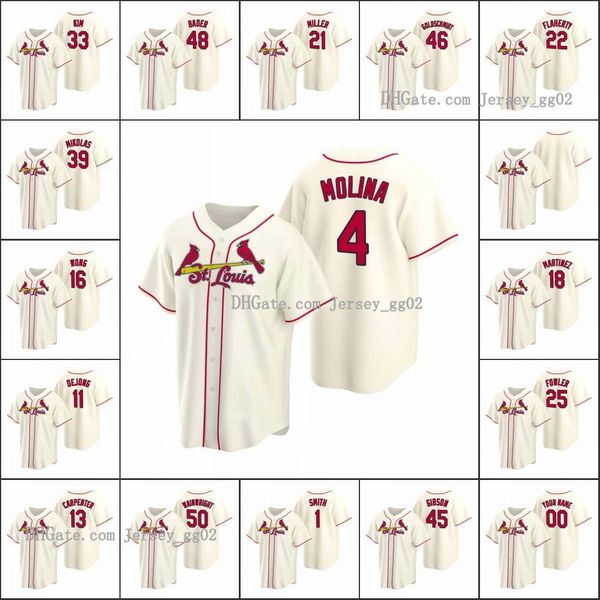 

st. louis cardinals #4 yadier molina 46 paul goldschmidt 50 wainwright men women youth custom cream replica alternate jersey, Black