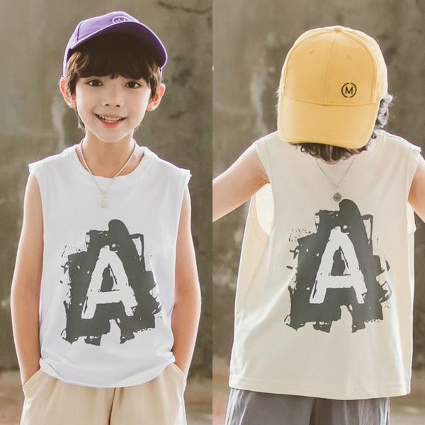 

l78fb boys' vest t-shirt 2020 summer new trendy clothing medium and large loose sleeveless clothing children's children's t-s, Blue