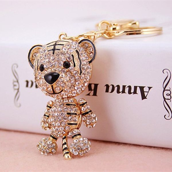 

fashion korean lovely tiger key ring personality car keychain bag charm purse pendant keyring key chain wholesale retails, Silver