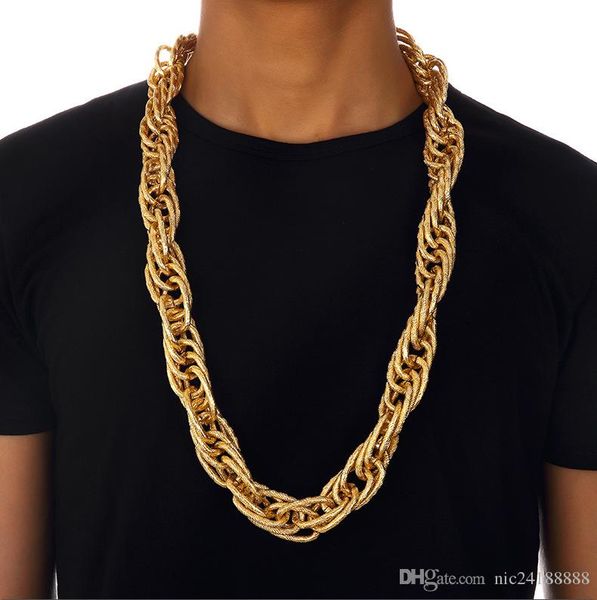 

hip-hop men chain jewelry lock necklace fashion night club gold silver rough hemp flower curb necklace 2.2cm chain for men