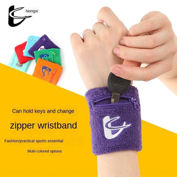 

vvx5m cotton sweat-absorbent towel towel strapwrist strap wrist strapwallet key zipper storage sports wristband non-slip non-sensory fitness, Black;red