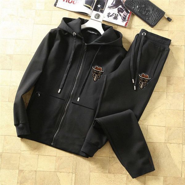 

2020 мужской роскошь спортивной мода улица молнии толстовки набора sweatpants вышивка логотип буквы ха свабодные мужская спортивная куртка п, Gray