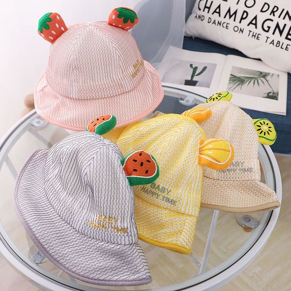 

fruit net fisherman cap cap new baby embroidery full net baby hat summer sunscreen fisherman hat mz9273, Blue;gray