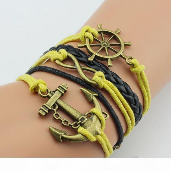 

a good a ++explosive hand -woven weaving anchor multi -storey retro bracelet fb139 mix order 20 pieces a lot charm bracelets, Golden;silver