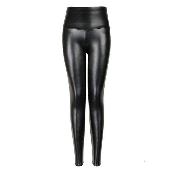

black summer pu leather casual pants women high waist skinny push up leggings elastic trousers stretch plus size jeggings s 2xl