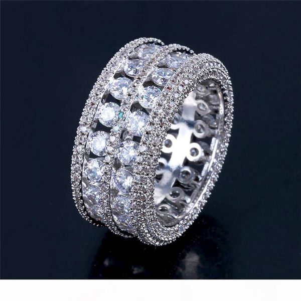 

i hiphop rings 18k gold plated brand jewelry bling cubic zirconia mens silver plated rings sale, Golden;silver