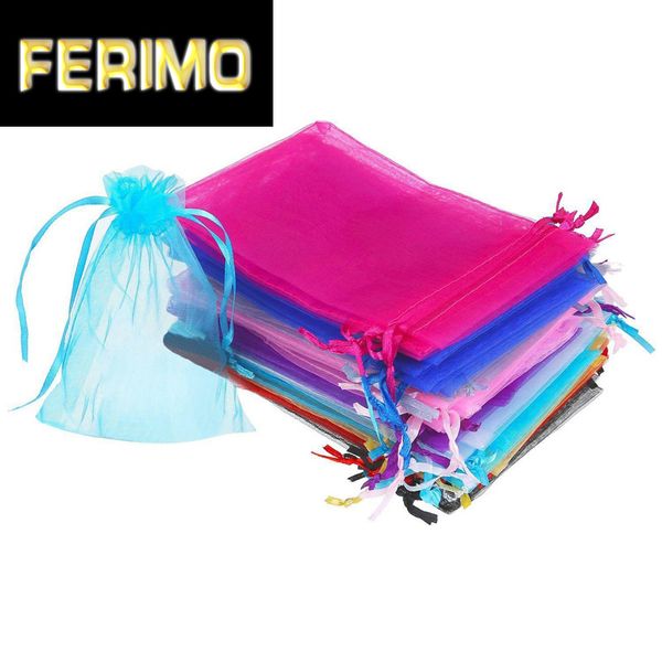 

100pcs organza candy gift bags wedding jewelry drawstring storage bag pouches solid color sweets gift bag boxes birthday decor