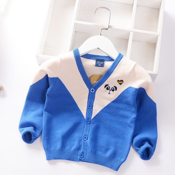 

knitted cardigan coat 2020 new autumn coat embroidery clothing children's clothing baby sweater korean embroidery children's sweat, Blue