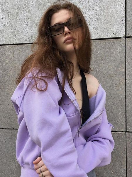 

casual zipper basic short pollovers autumn winter long sleeve hoody sweatshirts hooded streetwear women outfits coats, Black