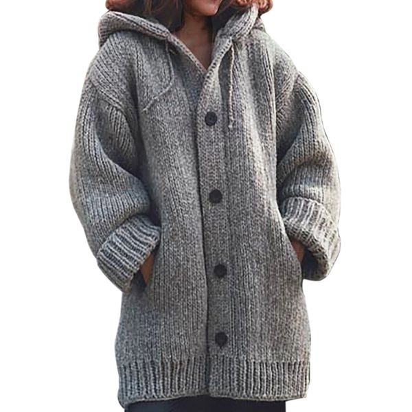

solid oversize cardigan knited outwears casual winter fashionable hooded sweaters 2019 women knitwears autumn womens sweaters, White;black