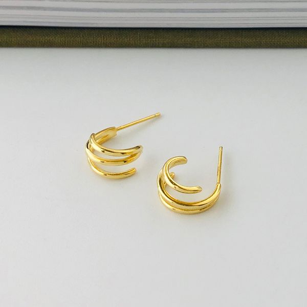 

2020 wangjun earrings minimalist silver 925 18k gold small stud earrings for girls 10 pairs per lot, Golden