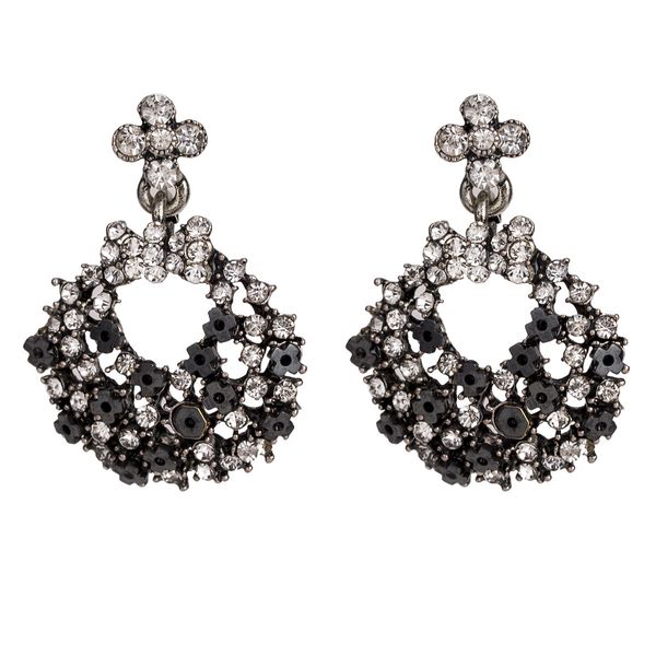 

exaggerated cross flower fashion multi-layer diamond earrings women bohemia, Golden