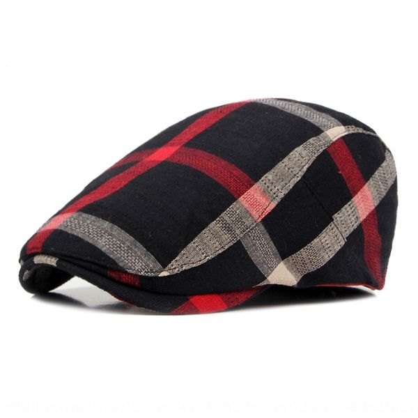 

summer breathable beret thin ladies beret british style classic plaid cap men's forward cap, Blue;gray