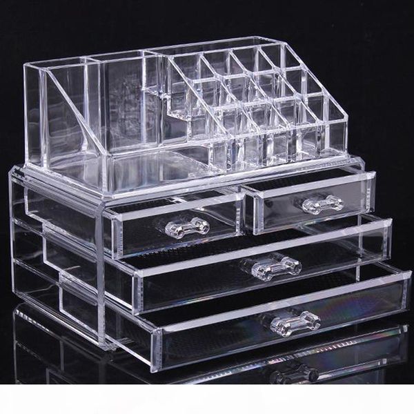 

price transparent makeup box acrylic cosmetics organizer deskclear box storage case large for women gifts af1, Golden;white