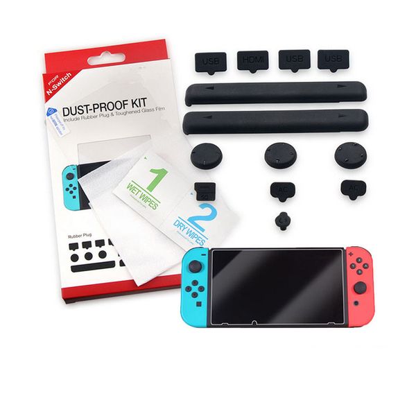 

dust proof rubber plug thumbstick cover accessories fit for switch game tempered glass screen protector for switch