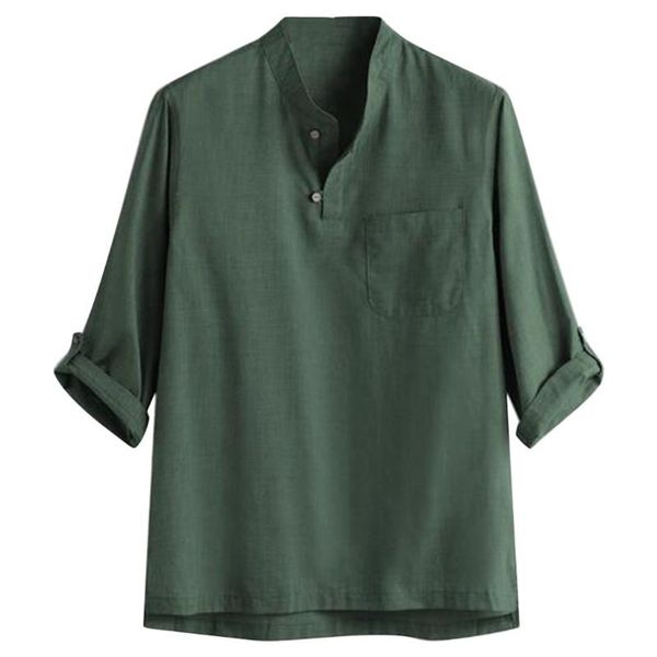 

shirt men summer short sleeve cotton linen clothes 2020 solid color shirts multicolor men loose shirts blouse casual shirt, White;black