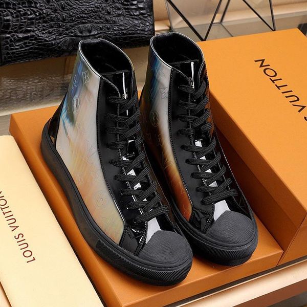 

fast delivery tattoo sneaker boot men shoes lightweight footwears high lace -up sports casual men boots fashion classic vintage sneakers, Black