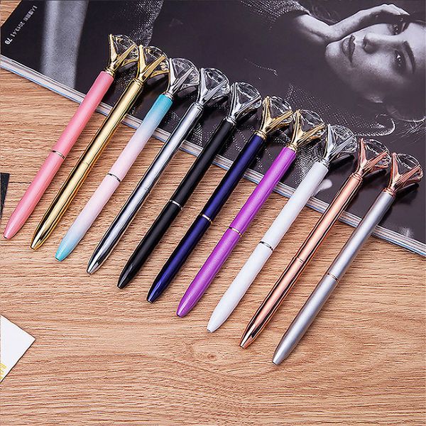 

ball point pen colors creative carat big diamonds metal pens gem crystal ballpoint pen stationery hg, Blue;orange