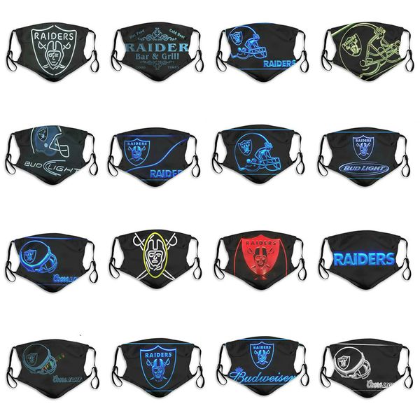 

2020 new designer 5 layer dust masks men and women rugby team las vegas raiders fashion rugby team breathable 3d reusable custom face masks