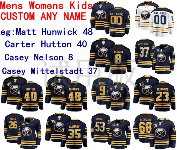 

buffalo sabres jersey matt hunwick jersey carter hutton casey mittelstadt casey nelson men blue white hockey jerseys custom stitched, Black;red