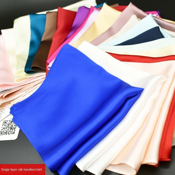 

ogyar plain crepe satin men's pocket towel mulberry silk gift gift real towel handkerchief cleaning silk handkerchief solid color face, Blue;white