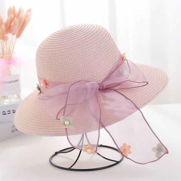 

female hipster korean style large eaves foldable straw butterfly straw beach sweet small flower basin hat ribbon bow sun hat, Blue;gray