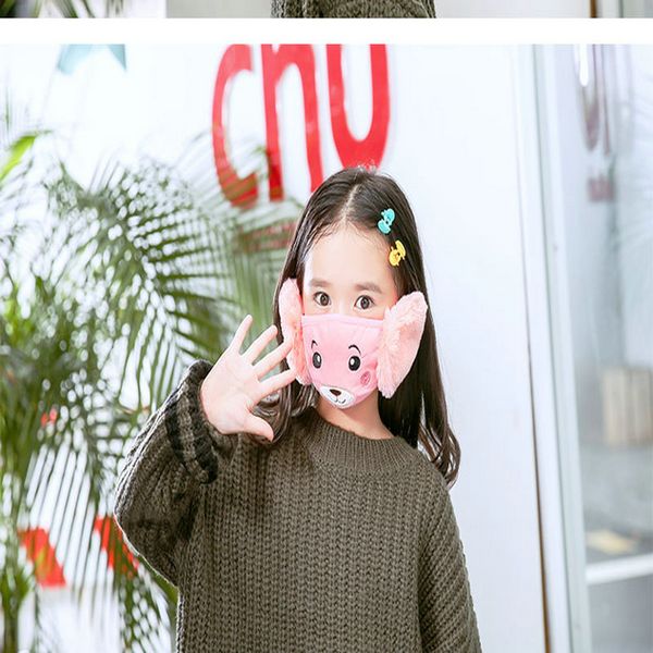 

2020 winter plush masks give children a warm cover mask dust masks cute cartoon bear patterns gray and pink from ewinexpress 169 rweul