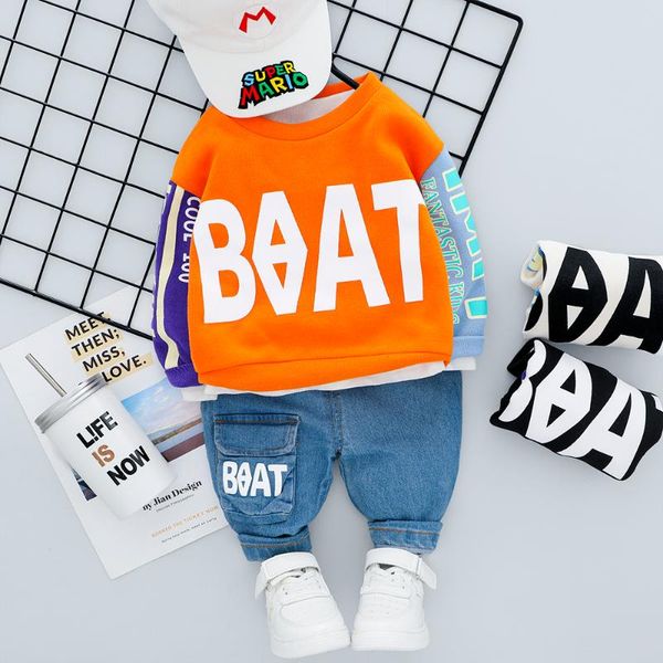 

детская одежда детские мальчиков костюм письмо tracksuit топы брюки детские весенние наряды для девочек набор infantil 2pcs малыш мальчик од, White