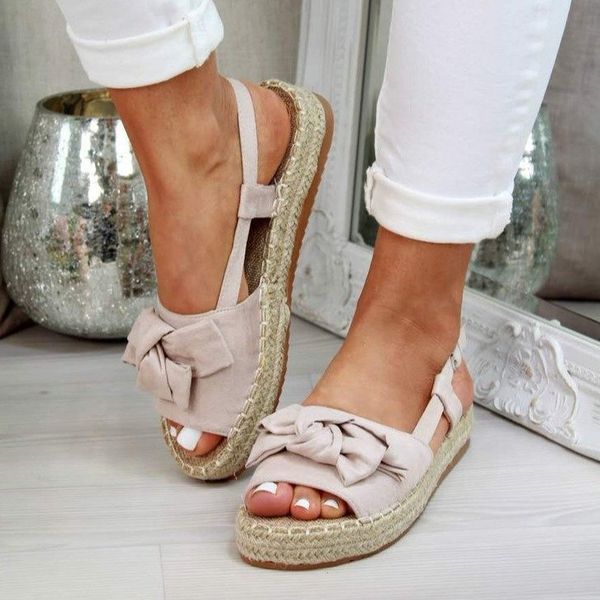 

cross-border big yards bowknot sandals women in europe and the summer fashion new flat fish mouth words strap sandals, Black