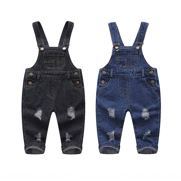 

baby 2020 new children's fashion denim pants male and female baby korean style hole belt belt pants, Blue