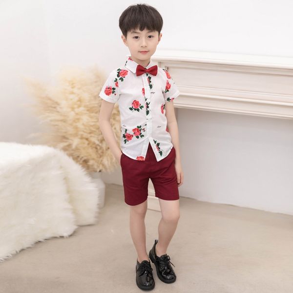

ga7mn children's boy's suit + two-piece children korean version children's boy's shorts shirt suit shirt + shorts two-pi