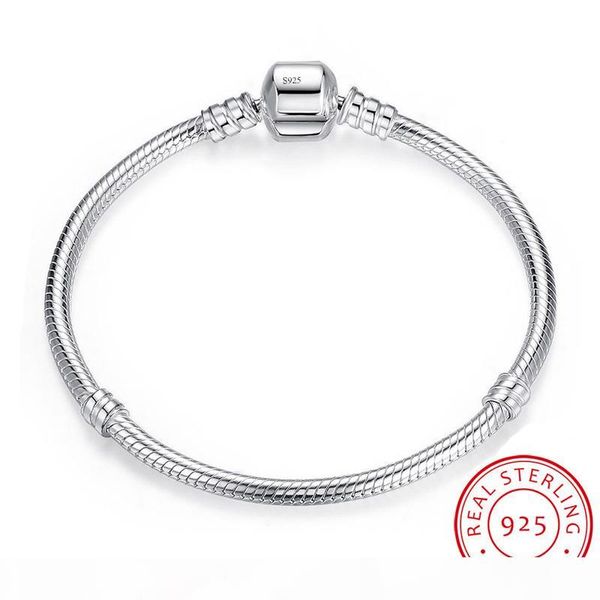 

yhamni 100% original 925 solid silver bracelet charm jewelry 16-23cm long snake chain bracelet bangle gift for women lb005, White
