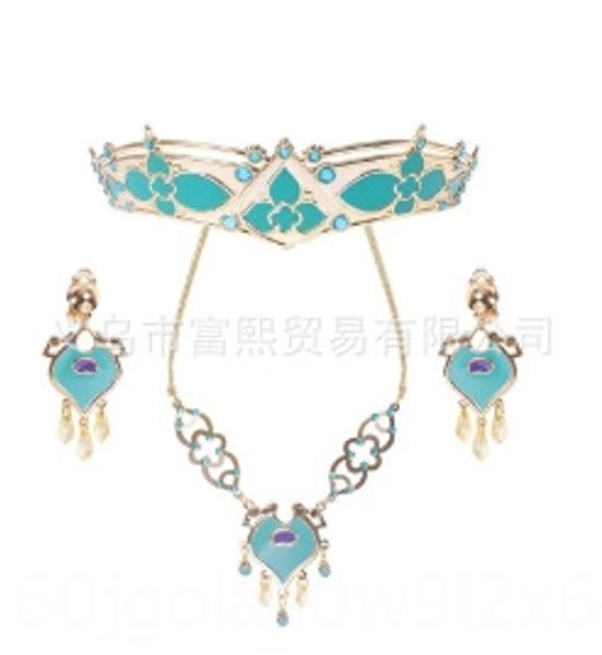 

jjyrp 2020 new jewelry indian princess crown children's ear clip 2020 toy necklace new jewelry indian princess crown children's ne, Slivery;white