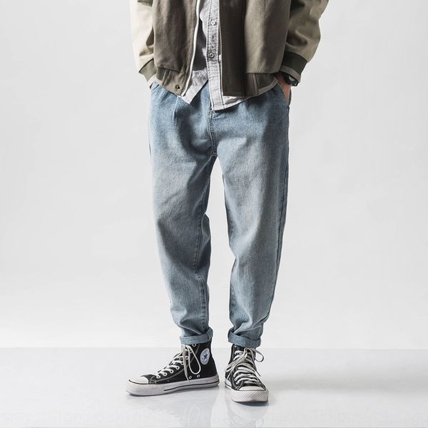 

men's loose 2020 seasonsimple and trendy leggings harajuku casual men's harlan tight pants jeans and jeans, Blue