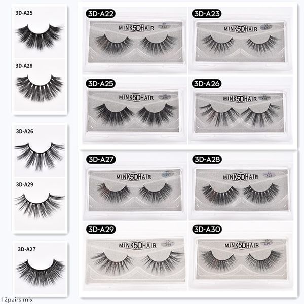 

3d false eyelashes 12 styles eye makeup imitated mink false eyelashes soft natural thick fake eyelashes 5d eye lashes ship
