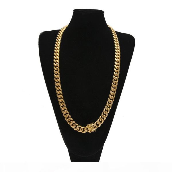 

men cuban miami chain hip hop 316l stainless steel chains clasp buckle necklaces jewelry 30inch gold silver color 8mm 10mm 12mm 14mm width