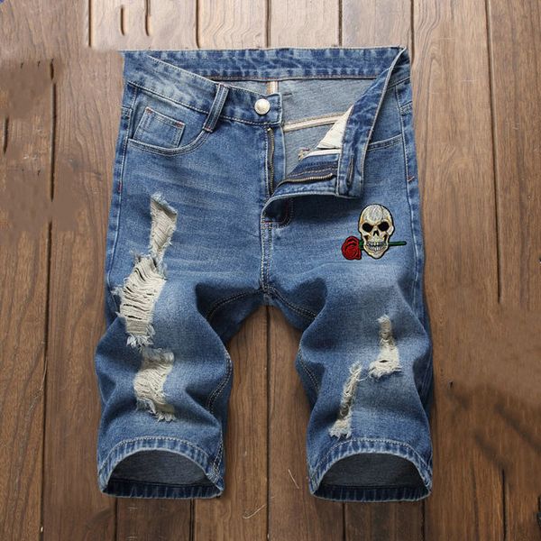 

mens 2020 designer t shirts mens badge slim fit jeans fashion motocycle denim pants short trousers men designer pants short, Blue
