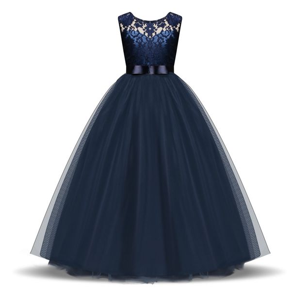 

kids girl dresses for wedding dinner tulle lace long girl dress elegant princess party pageant formal banquet children dresses, Red;yellow